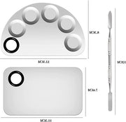 Palette per trucco in acciaio inossidabile premium - 2 set - per makeup, arte unghie e pigmenti per fondotinta.