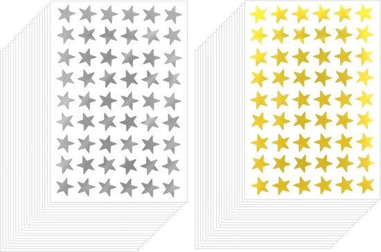 2160 Stuks Ster Beloningsstickers, Goud & Zilver, Per Kinderen Scuola Casa Ufficio - Stickere per Incentivo in Bulk