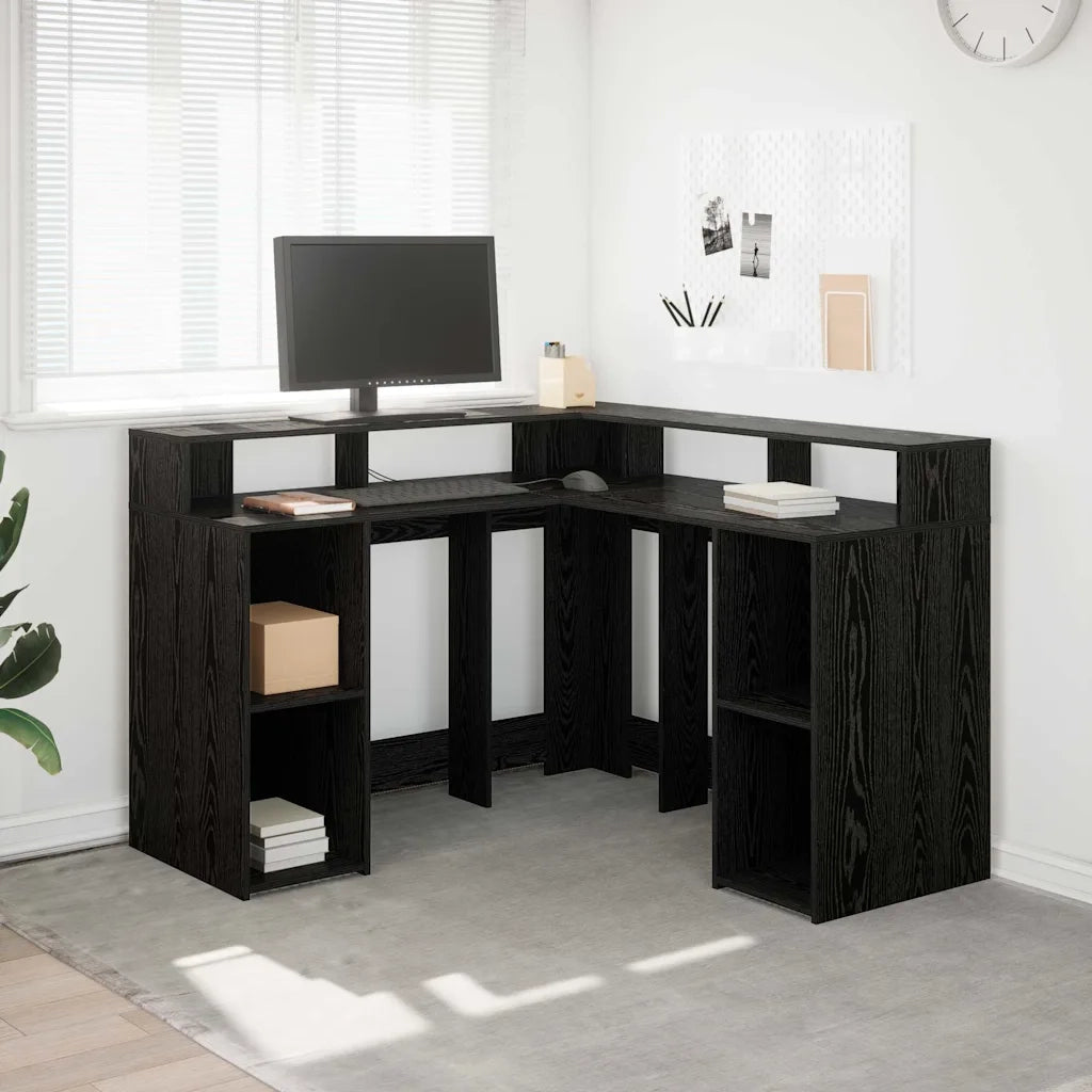 Scrivania Rovere Nero 130 x 130 x 91 cm Legno multistrato 3365617