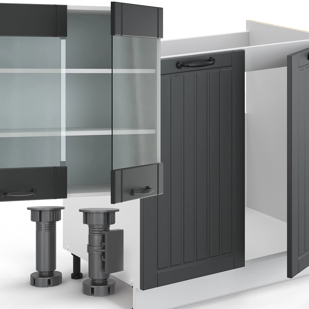 Cucina componibile Fame-Line Antracite rustico/Bianco 300 cm, PL Antracite Vicco