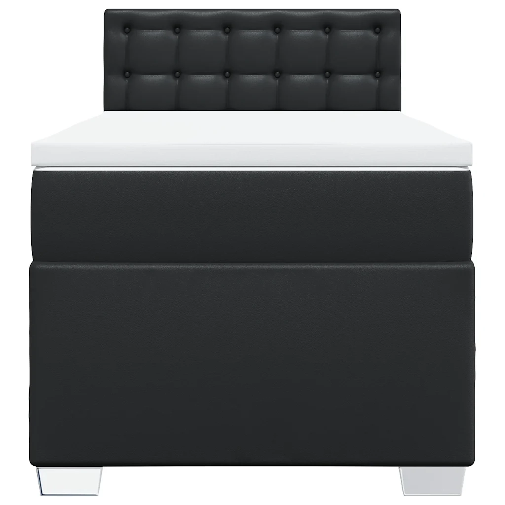 Giroletto a Molle con Materasso Nero 100x200 cm in Similpelle
