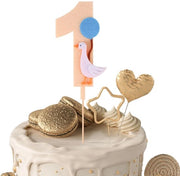 Decorazione per torta in legno - Nummer 1 - Decorazione per torta di compleanno - Decorazione per baby shower - 19,5 x 6 cm - Accessori per foto divertenti