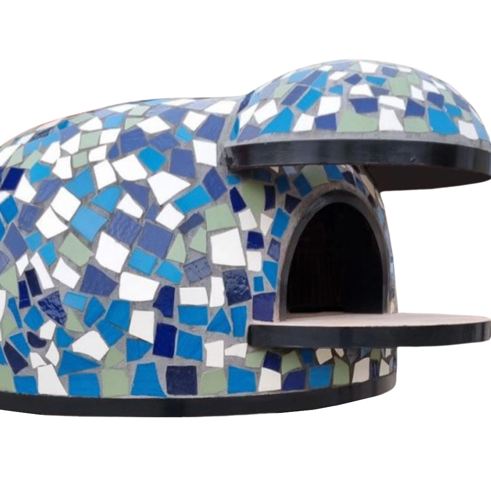 Forno legna artigianale linea cetara rivestimento mosaico blu alta resistenza *** misura Ø 120 cm, confezione 1