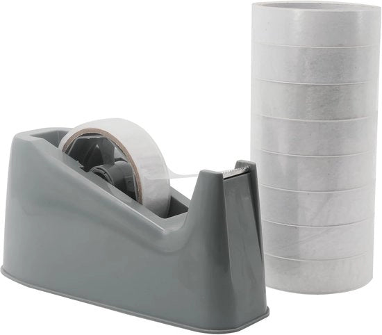 Dispensatore di nastro per scrivania - Vetrata di riempimento di nastro - Base antiscivolo - Grigio