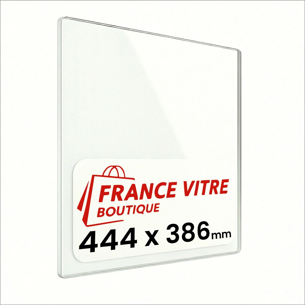 444 x 386 x 4 mm - Vetro per stufa a legna - vetro camino di ricambio - vetro per caminetto resistente al fuoco - France Vitre