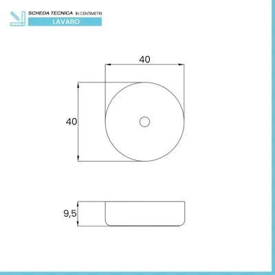 Lavabo da appoggio tondo 40 cm in acciaio inox bianco opaco  Goya