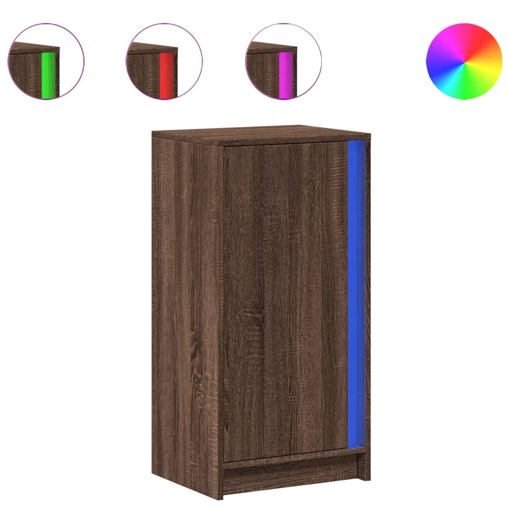 Credenza con LED-Buffet-Armadio da cucina Rovere Marrone 42,5x34x85 cm Legno Multistrato