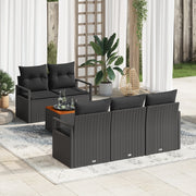 Set Divano da Giardino 6 Pezzi con Cuscini Rattan Sintetico Nero