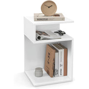 Tavolino laterale a forma di S 33 x 33 x 50 cm 3 livelli di stoccaggio design moderno in legno bianco 20_0017163