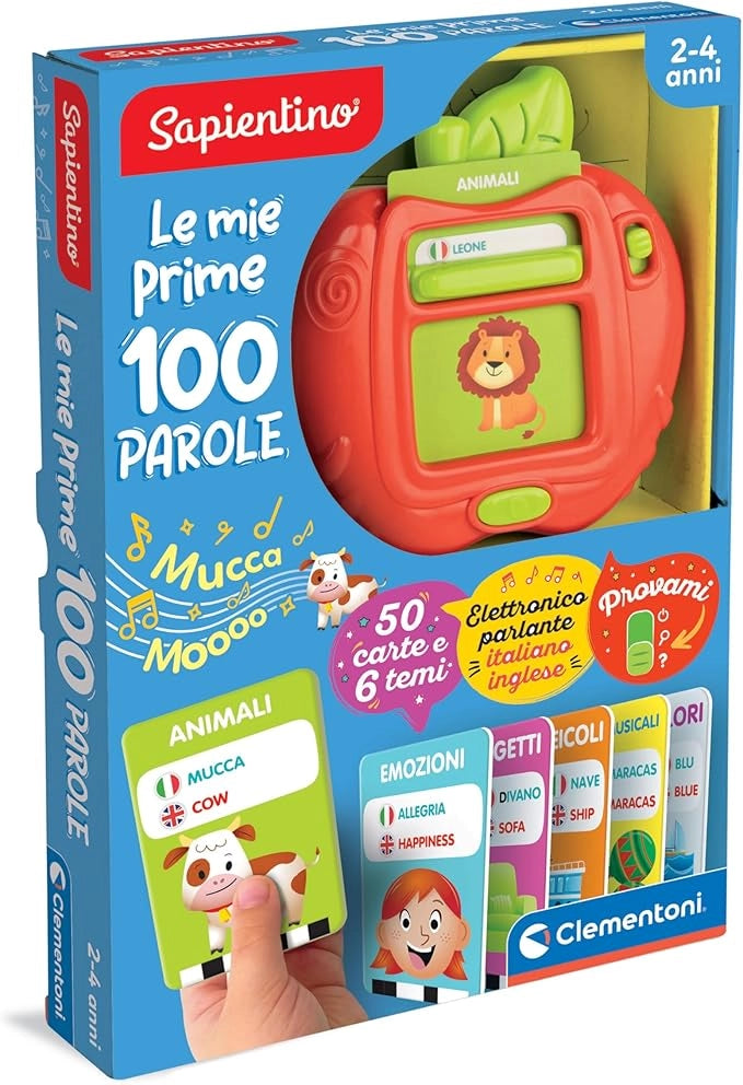 Sapientino,Le Mie Prime 100 Parole, Gioco Educativo Elettronico Bambini , 50 Carte e 6 Temi, Flashcards in Italiano e In