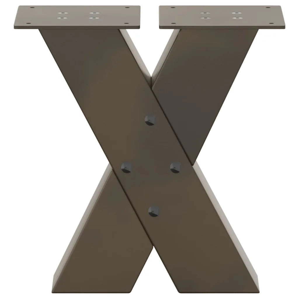 Gambe per Tavolino da CaffÃ¨ a Forma di X 2 pz Acciaio Naturale 40x(30-31) cm Acciaio