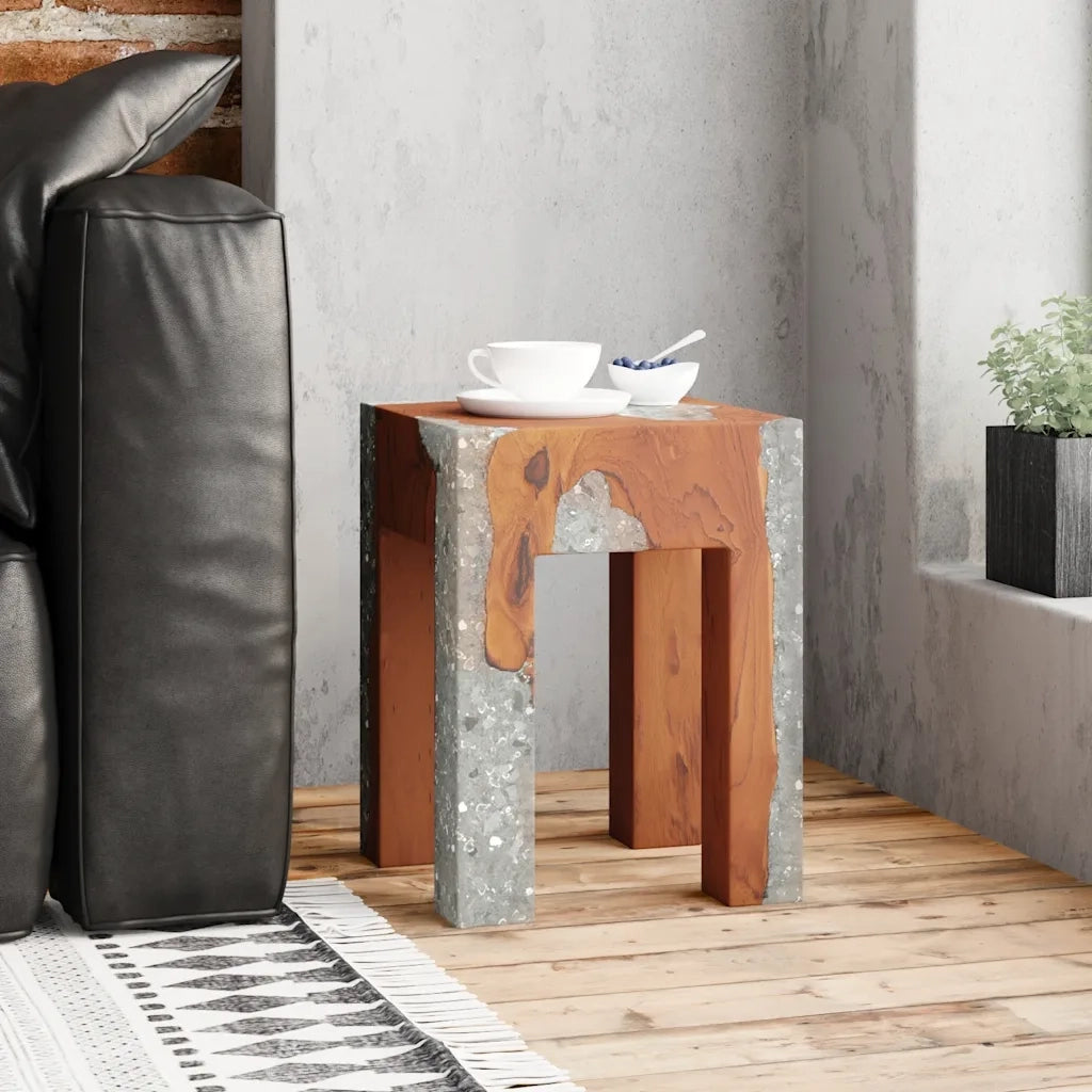 Sgabello in Legno Massello di Teak e Resina CFW6209330