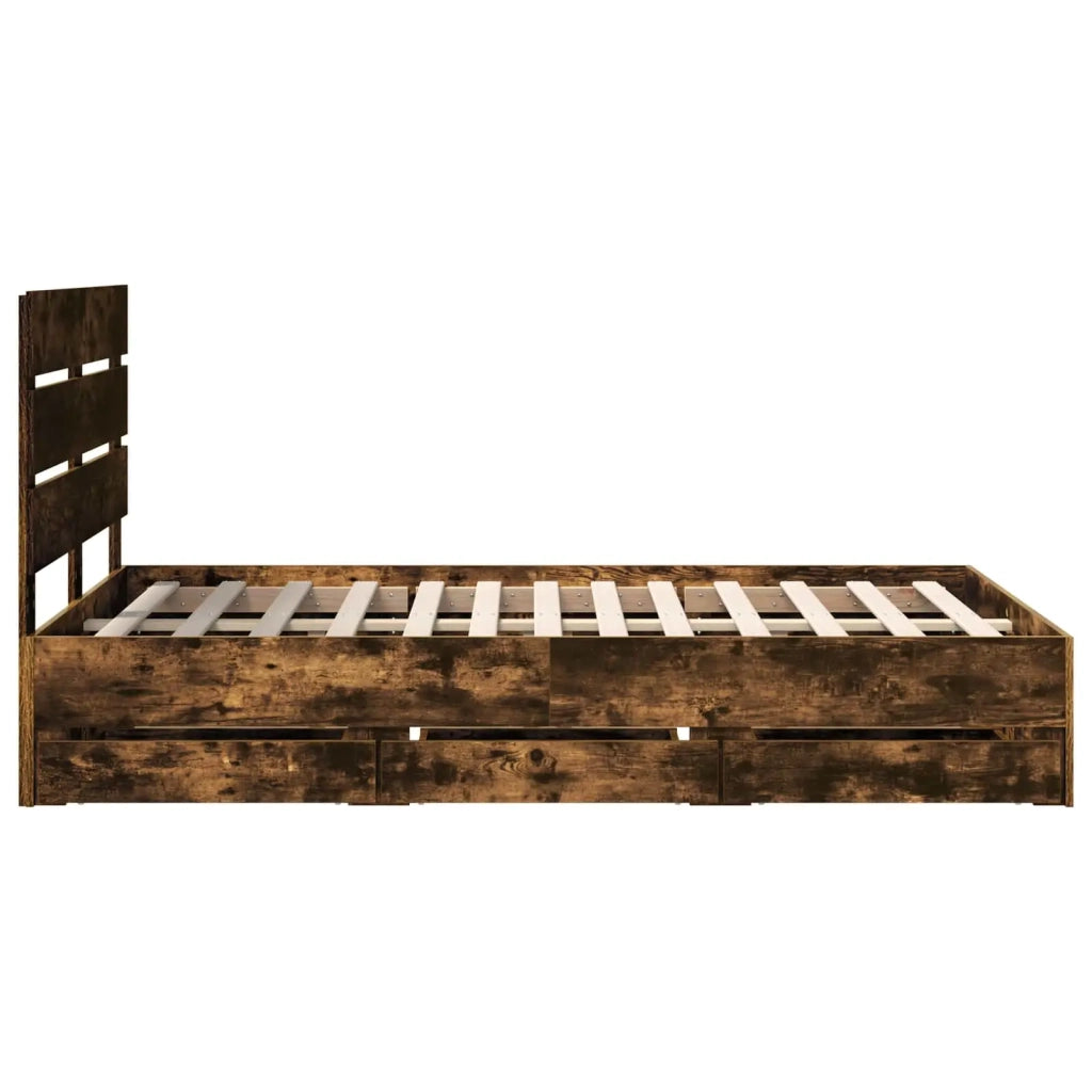 Struttura del letto con cassetto Rovere fumé 120 x 190 cm