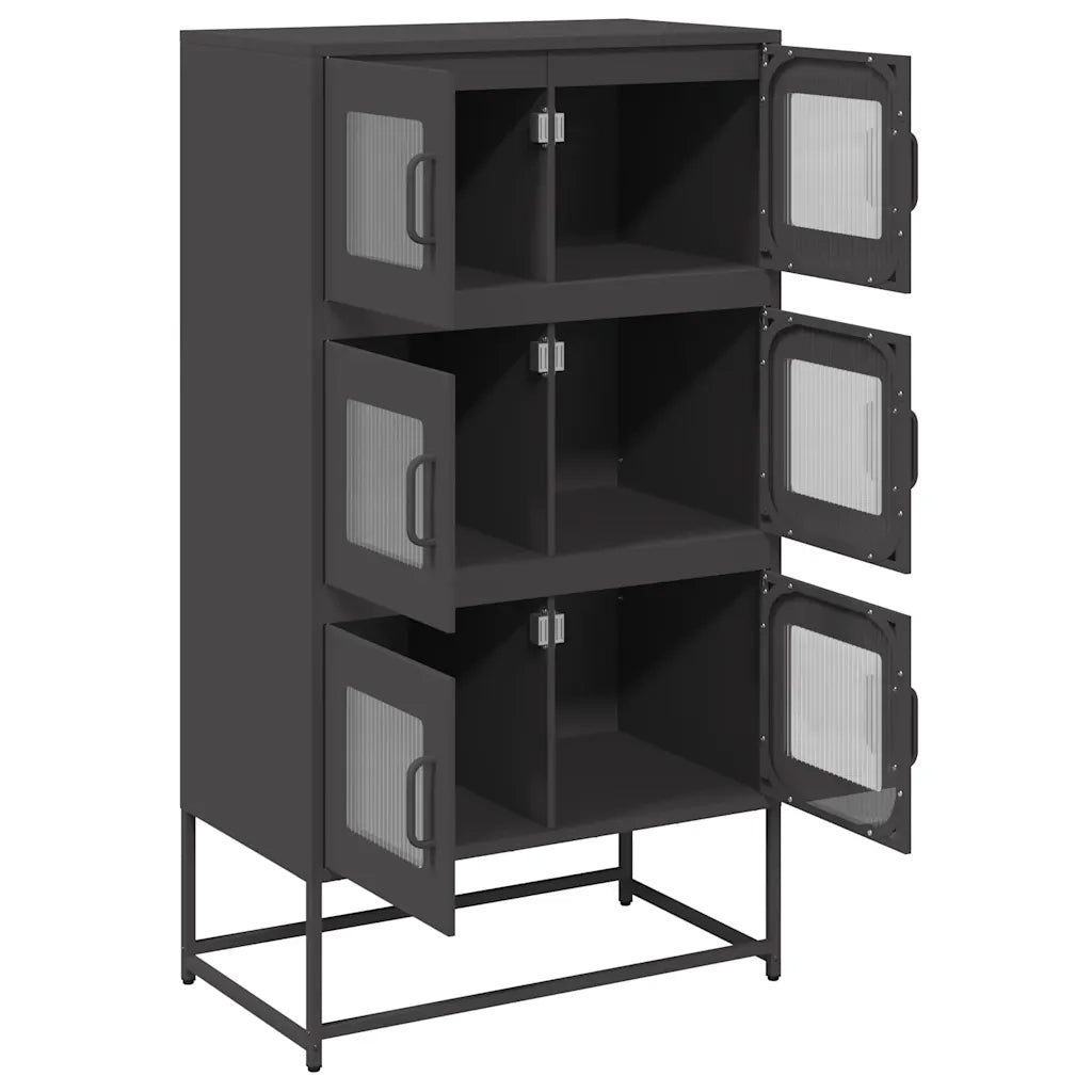 vidaXL Credenza Nera 68x39x123 cm in Acciaio