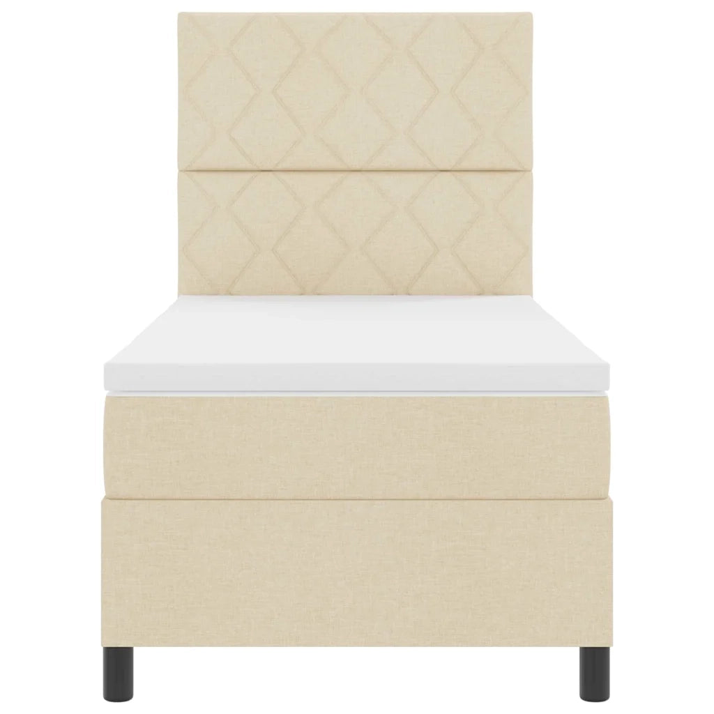 Letto a molle con testiera Crema 90 x 190 cm Tessuto 3339432