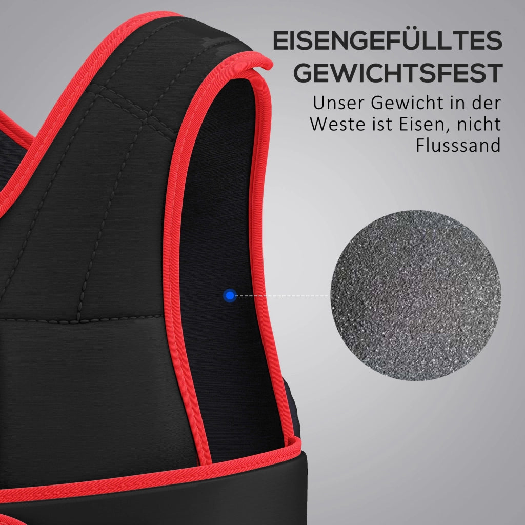 Gilet Pesi per Allenamento con Cinture Doppie Regolabile ¨C zephmum ¨C Nero e Rosso 60x50 cm
