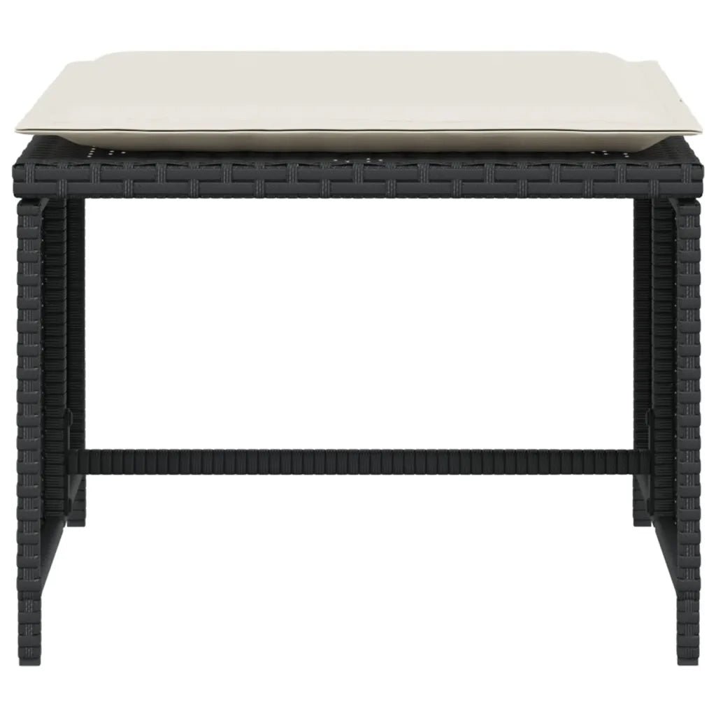 Poltrona da Giardino con Poggiapiedi in Polyrattan Nero CFW5742401