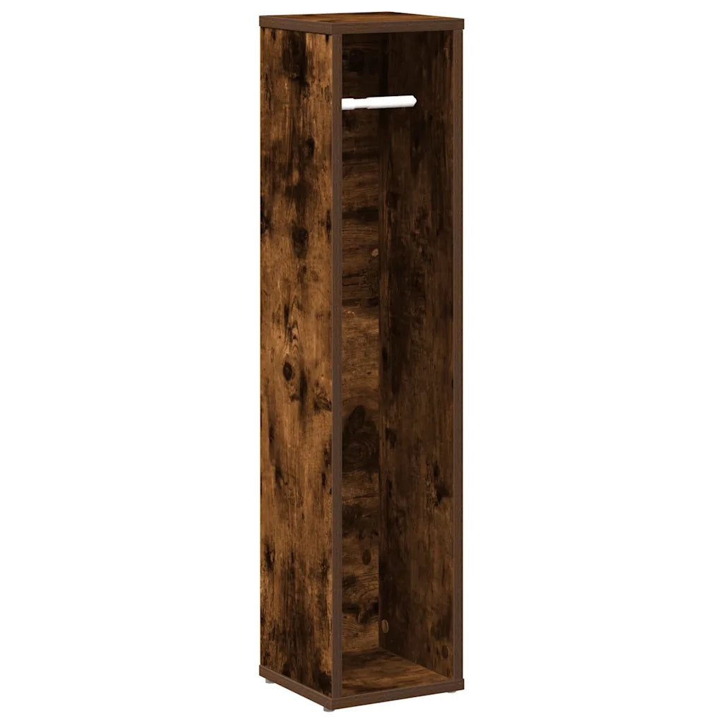 Mobiletto da bagno con portarotolo rovere affumicato 20,5x20x90 cm 858510