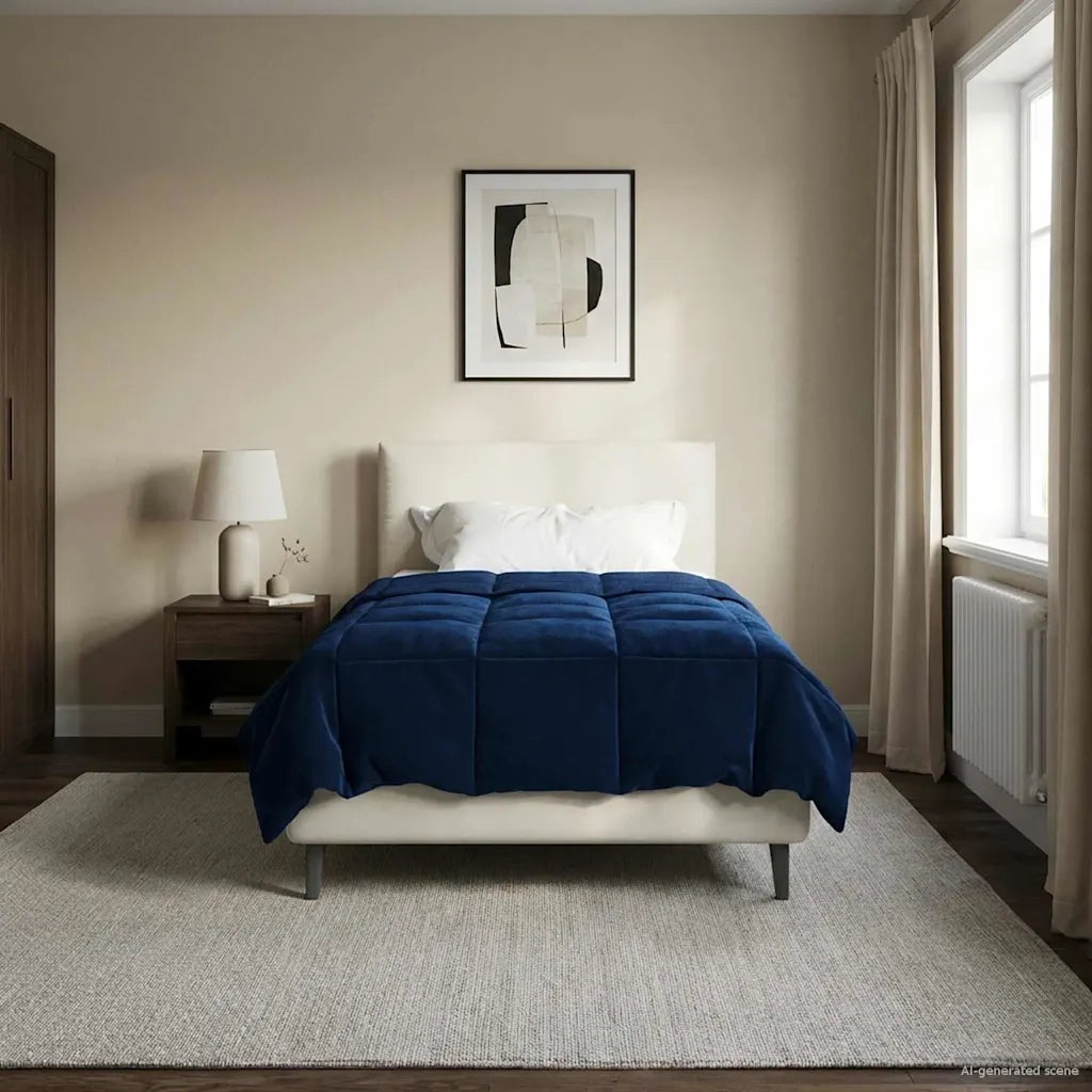 Piumone Completo Annuale Blu Scuro 155 x 200 cm Microfibra