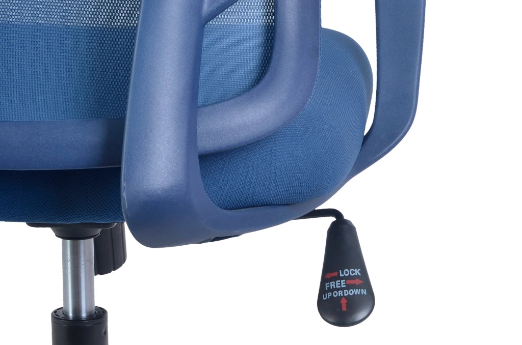 Sedia studio Hispanohogar altezza regolabile in tessuto blu