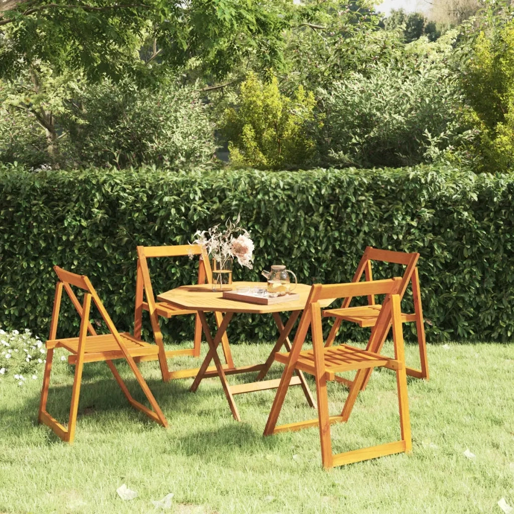 Sedie da Giardino Pieghevoli 4pz in Legno Massello di Acacia