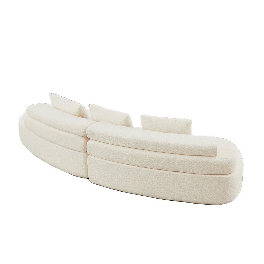 Divano modulare 2 parti ¨C Minimal ¨C crema, tessuto chenille, senza braccioli, cuscini schienale