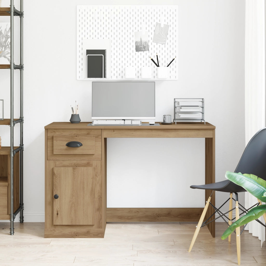 Scrivania  con spazio di archiviazione in rovere artigianale 50x115x75 cm in legno ingegnerizzato