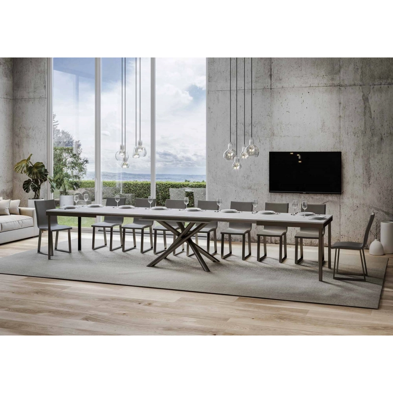 Tavolo allungabile 90x160/420 cm Famas Evolution telaio Antracite - Bianco Frassino