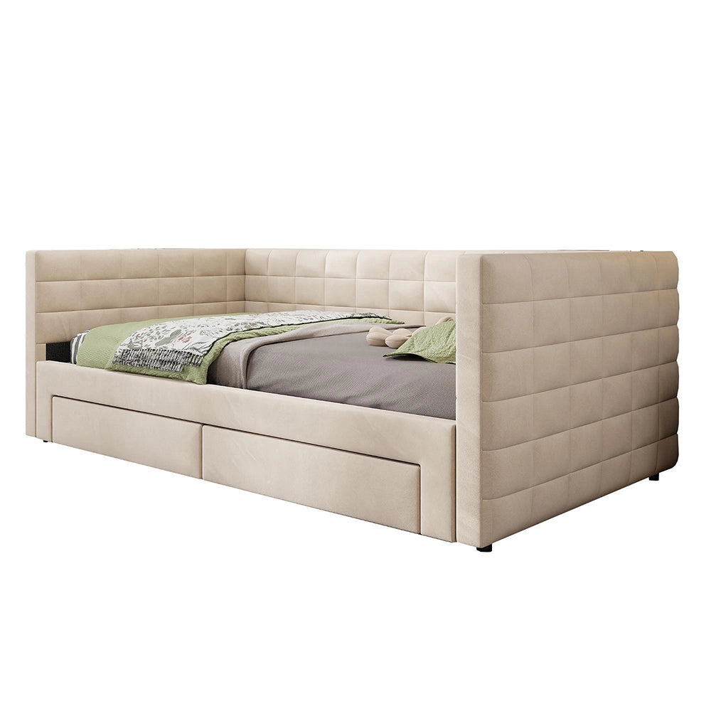 Divano letto 3in1 90x190cm?- Xylo - gigogne cotone/lino beige