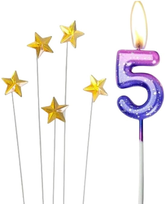 Candele per decorazione di torta con numeri colorati da 5