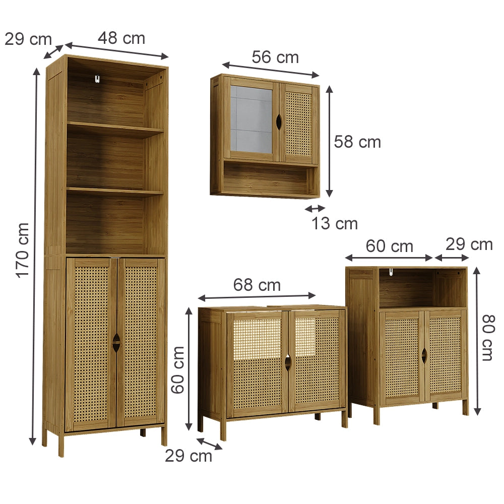 Set di mobili da bagno Liora Bambù 4 parti Vicco