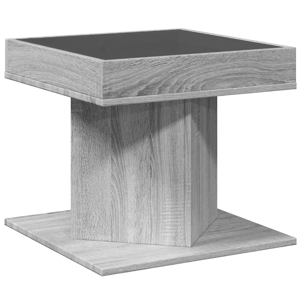 Tavolino salotto | Tavolino da caff¨¨ | Tavolino da Soggiorno con LED Grigio Sonoma 50x50x45 cm Multistrato