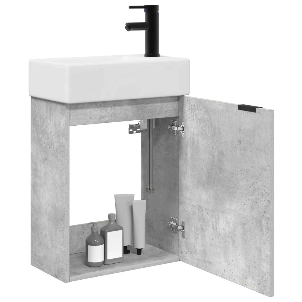 Mobile bagno con rubinetto Grigio Cemento 45,5 x 22,5 x 84 cm