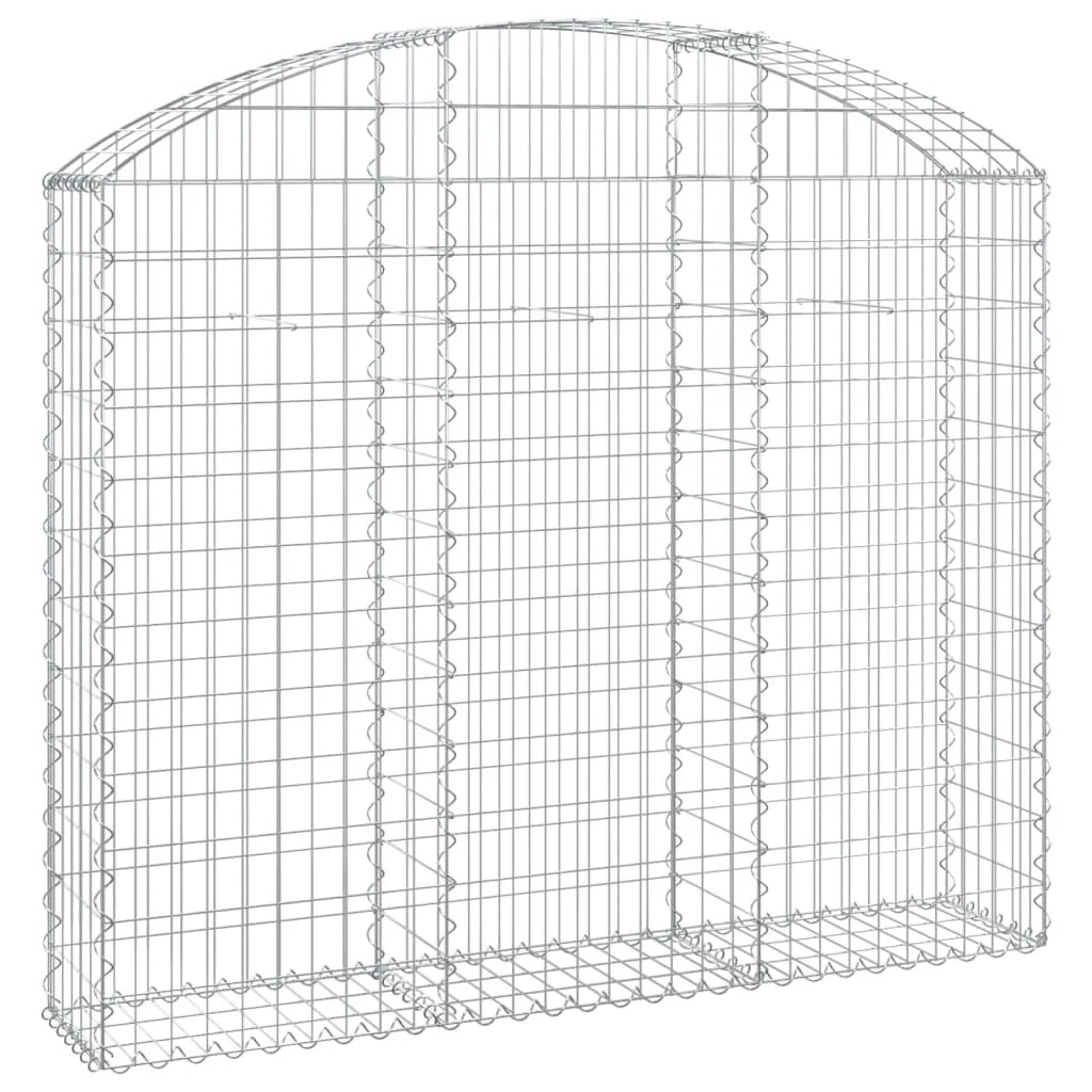 Gabbione cesto gabbia recinzione muro di contenimento ad arco 150 x 30 x 120/140 cm ferro zincato Argento 02_0039971