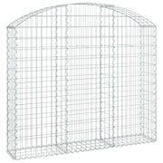 Gabbione cesto gabbia recinzione muro di contenimento ad arco 150 x 30 x 120/140 cm ferro zincato Argento 02_0039971