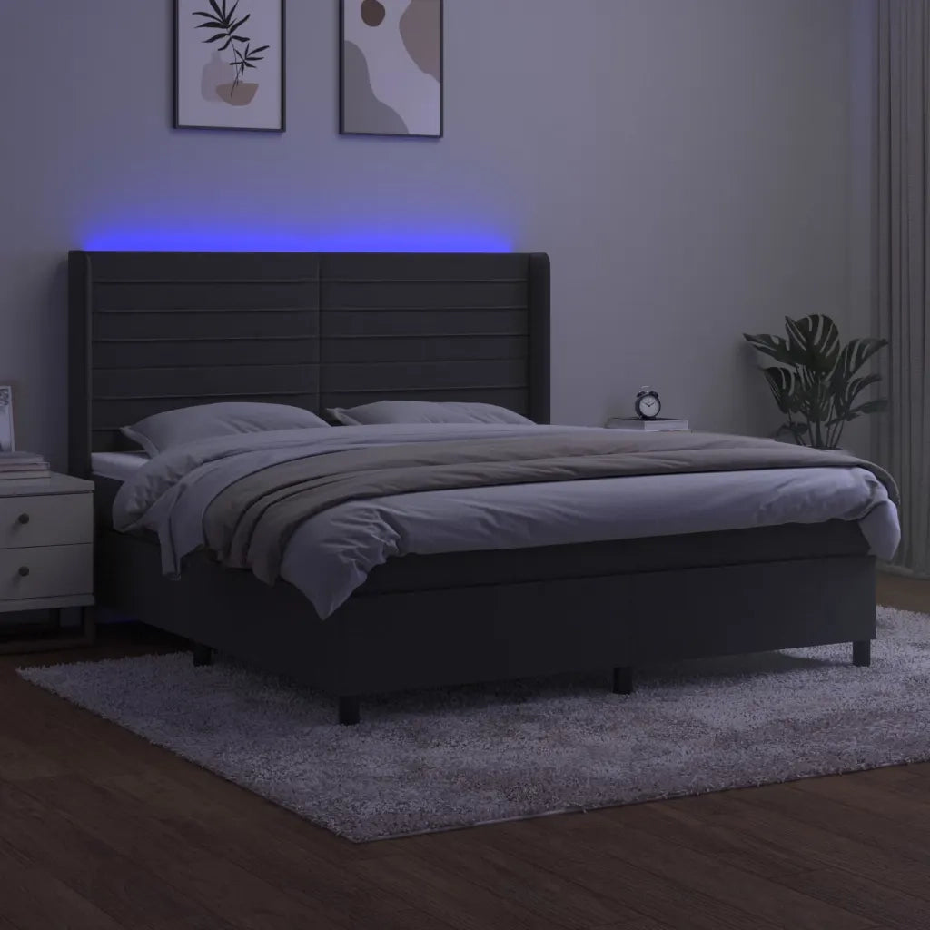 Letto a Molle con Materasso e LED Grigio Scuro 160x200 cmcod mxl 99450