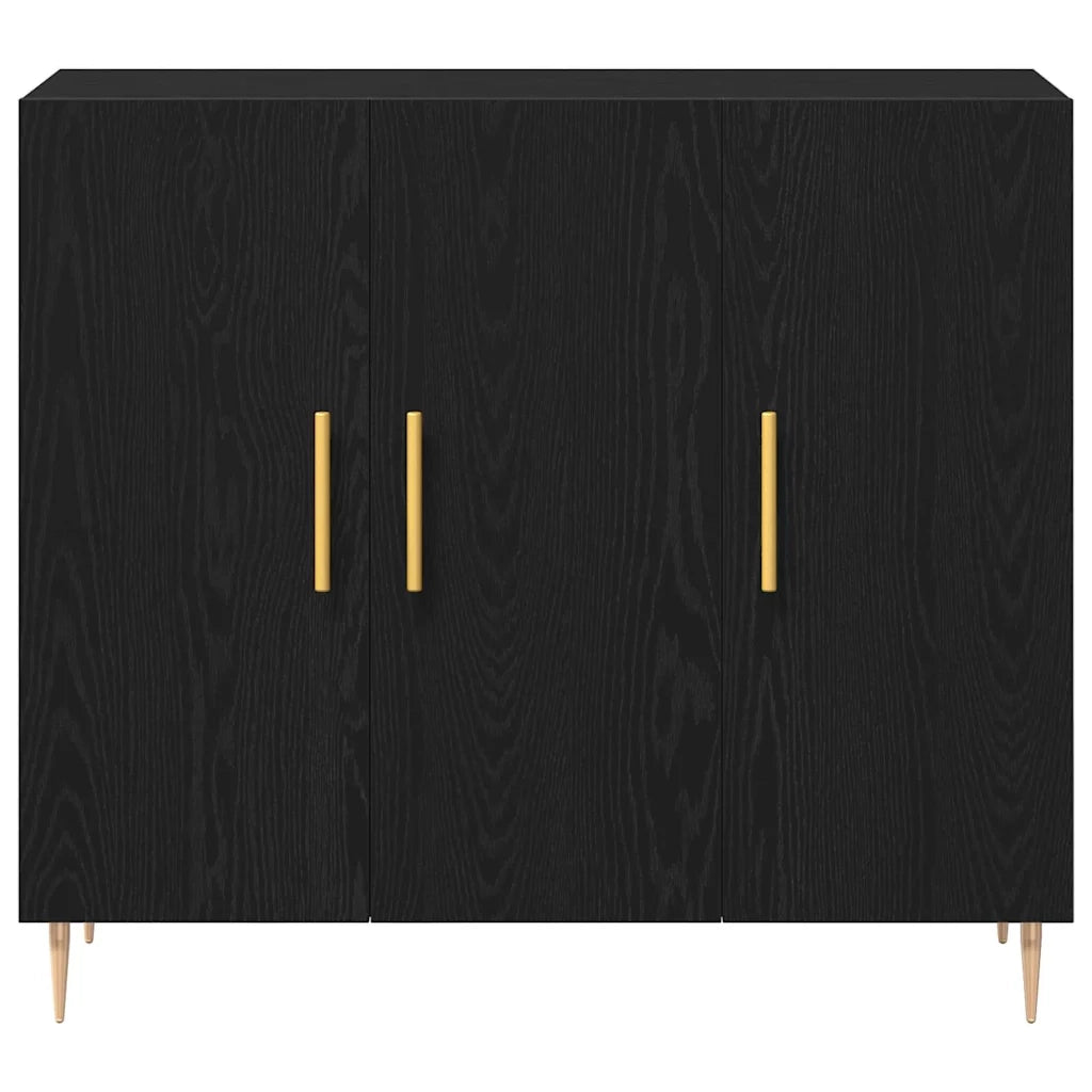 Credenza | Madia | Buffet da pranzo | Armadio da pranzo Rovere Nero 90 x 34 x 80 cm Legno multistrato