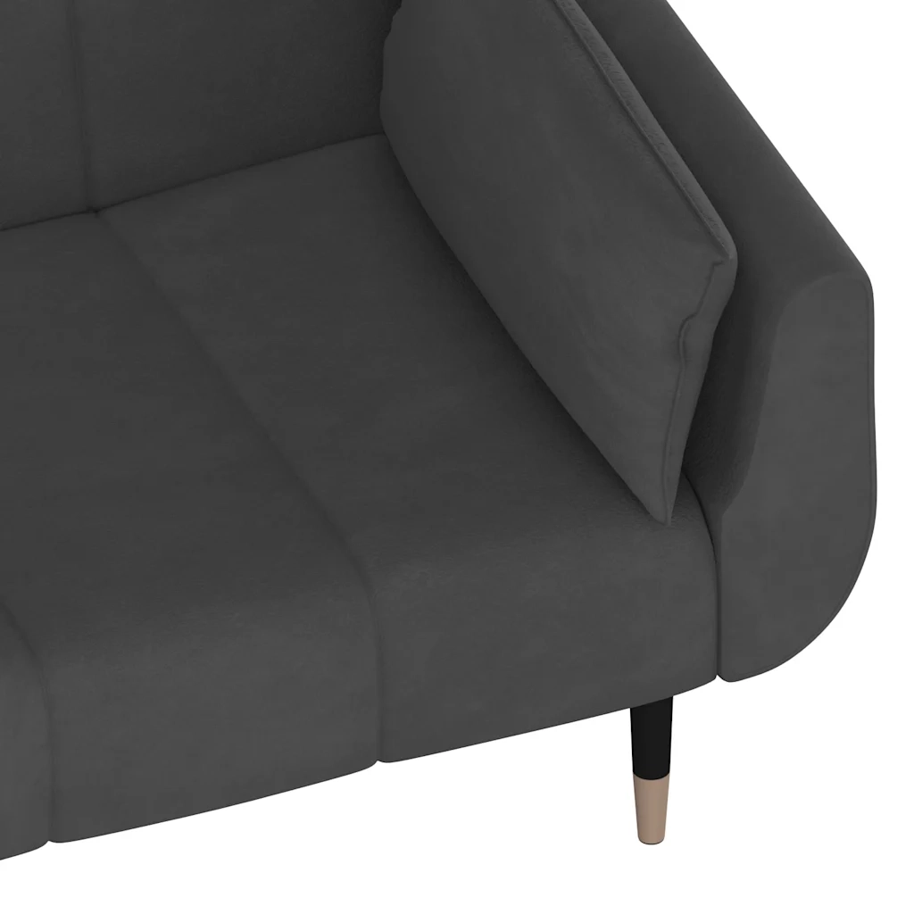 Divano letto | Sof¨¤ letto | Letto singolo a 2 Posti con 2 Cuscini Grigio Scuro in Velluto