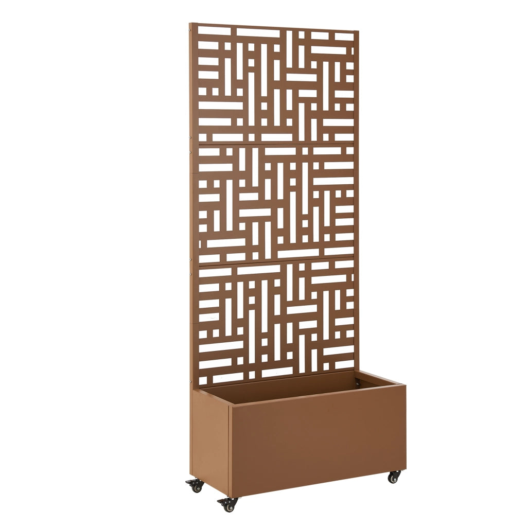 Fioriera con Spalliera Bernalda a 4 Rotelle 190 x 82 x 38 cm - Acciaio Marrone casa.pro