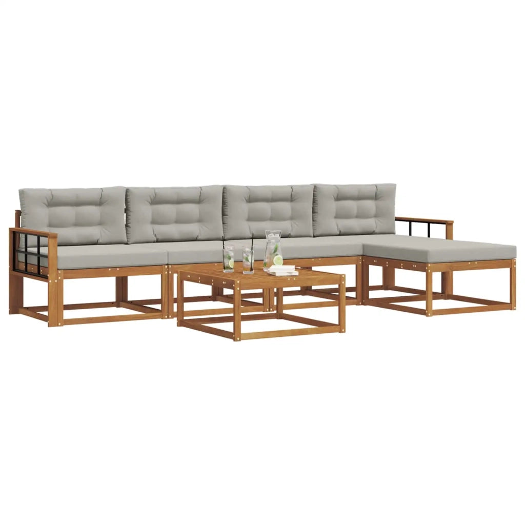 Set di divani da esterno 6 pcs Grigio Naturale e Chiaro 3367484