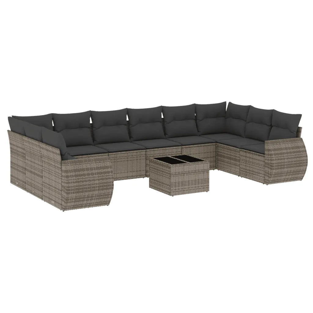 Set Divani da Giardino 11 pz con Cuscini in Polyrattan Grigio 3254217