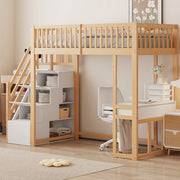 Letto a soppalco 90x200 con scrivania multifunzione e scala contenitore
