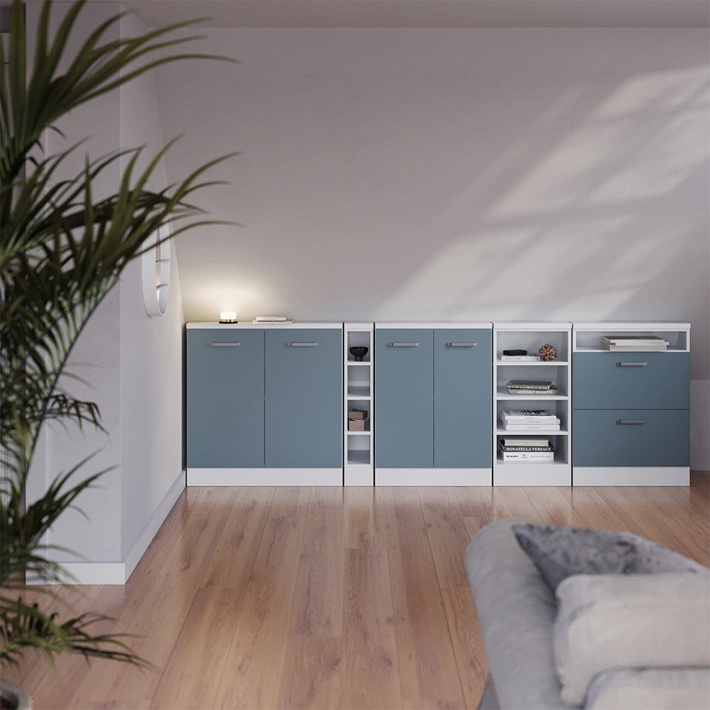 Set di mobili sottotetto Rion Grigio-blu/Bianco Set di 2 Vicco