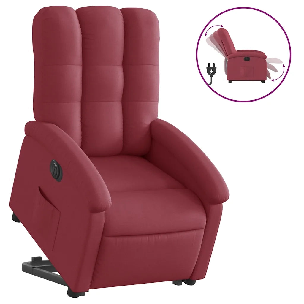Poltrona Alzapersona Reclinabile Elettrica Rosso Vino Tessuto 3204119