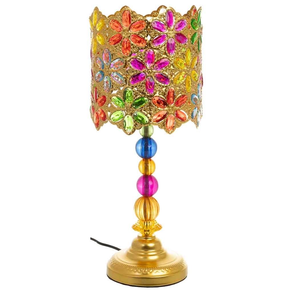 Lampada in metallo con vetro acrilico colorato 23x23x46