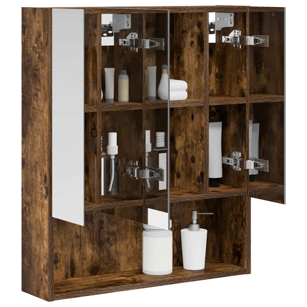 Mobiletto per specchio da bagno Rovere fumé 60 x 14.5 x 70 cm