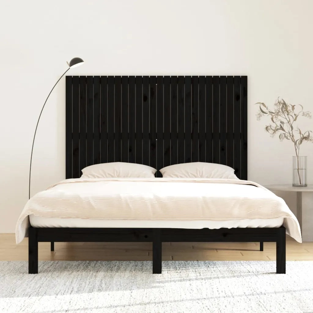 Testiera da Parete Nera 166x3x110 cm in Legno Massello di Pino 824962