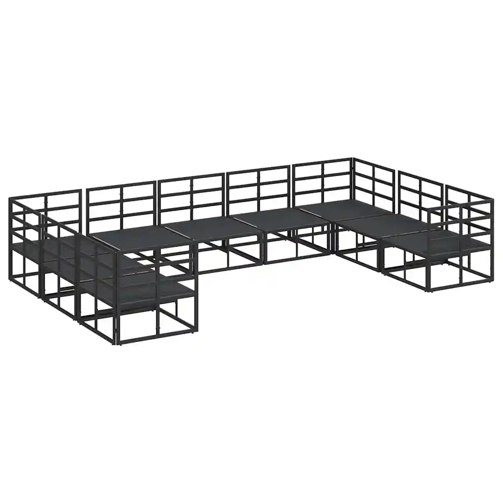 Set Divano da Giardino con cuscino 9 pcs Nero Alluminio