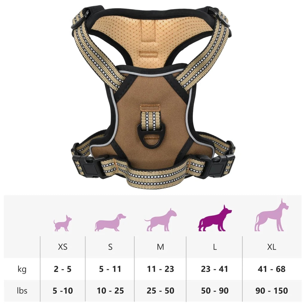Pettorina regolabile per cani con strisce riflettenti Grande Marrone 02_0042339