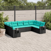 Set Divani da Giardino 9 pz con Cuscini Nero in Polyrattan 3220596